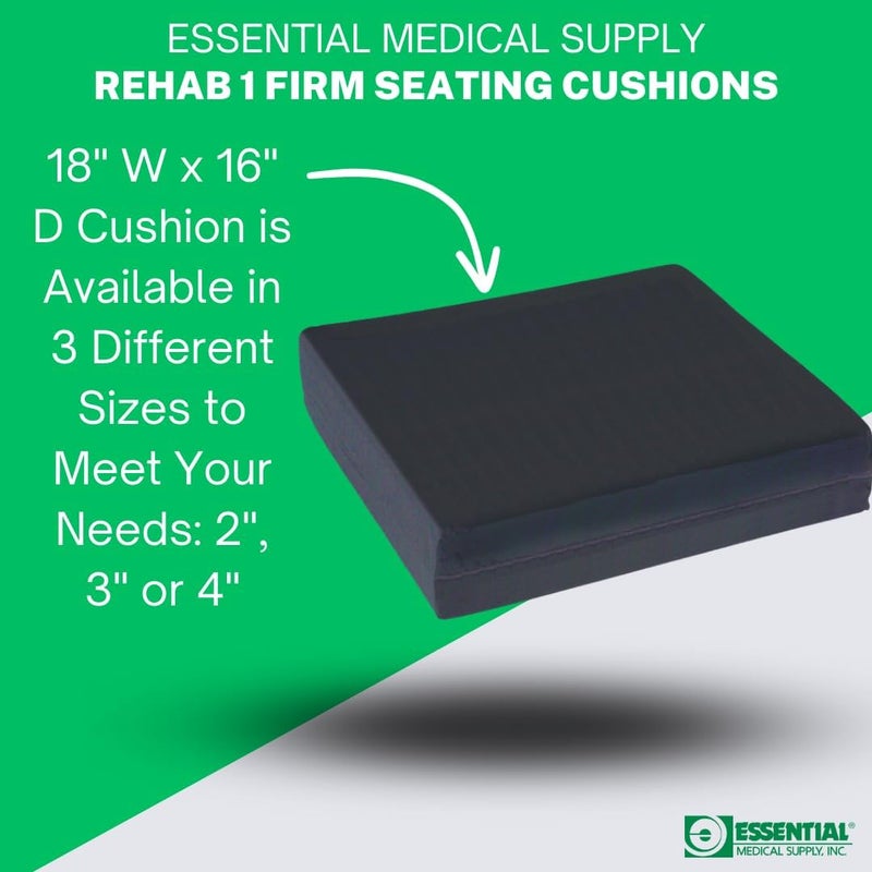 Essential Medical Supply Rehab 1 Foam Seat Cushion - 18" x 16" x 3" for Office Chairs and Wheelchairs - Image 2
